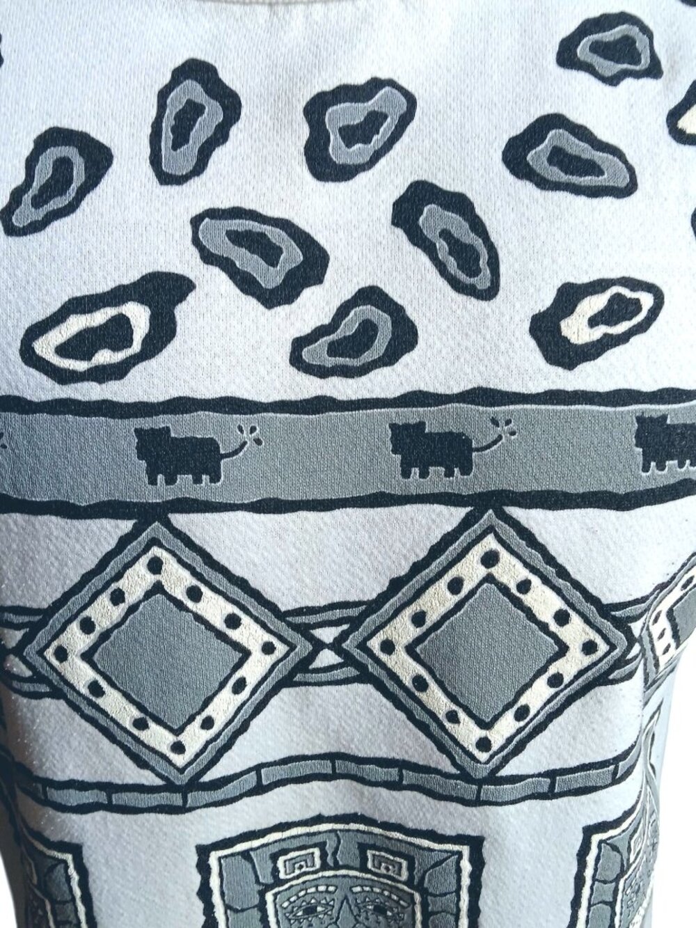 Aztec Mayan Cats Vintage Womens SweatShirt Large 1980s Puff AOP T-shirt  Scarab